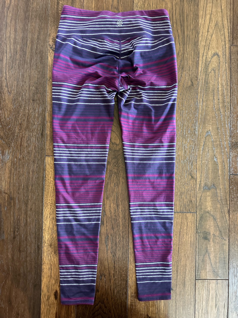 Athleta Purple and White Striped Women’s ' Leggings- size Small